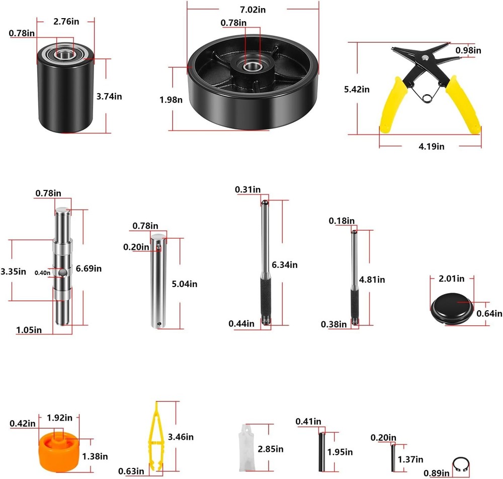 PTH50 Pallet Jack Wheels Full Set Steering Wheels & Front Load Roller For Crown