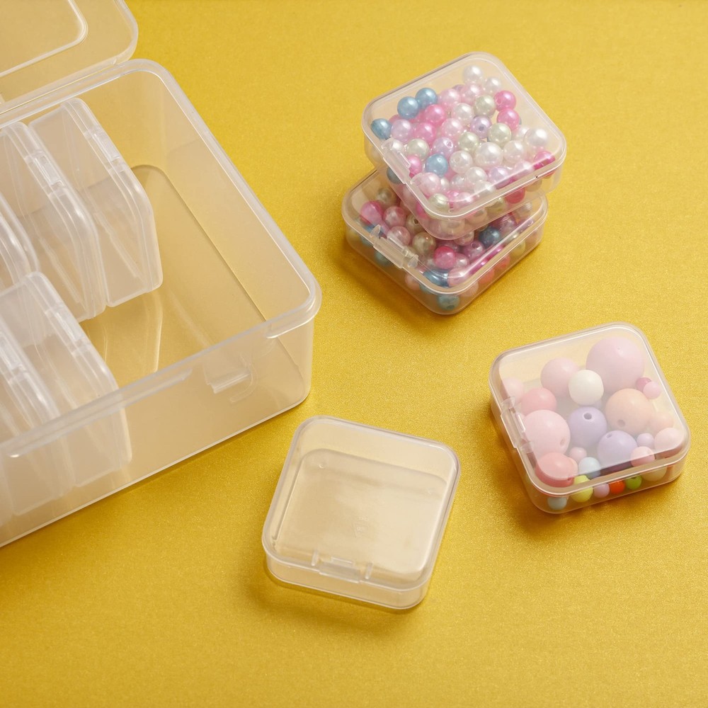 Mathtoxyz Small Bead Organizers, 15 Pieces Plastic Storage Small, Clear - 1P