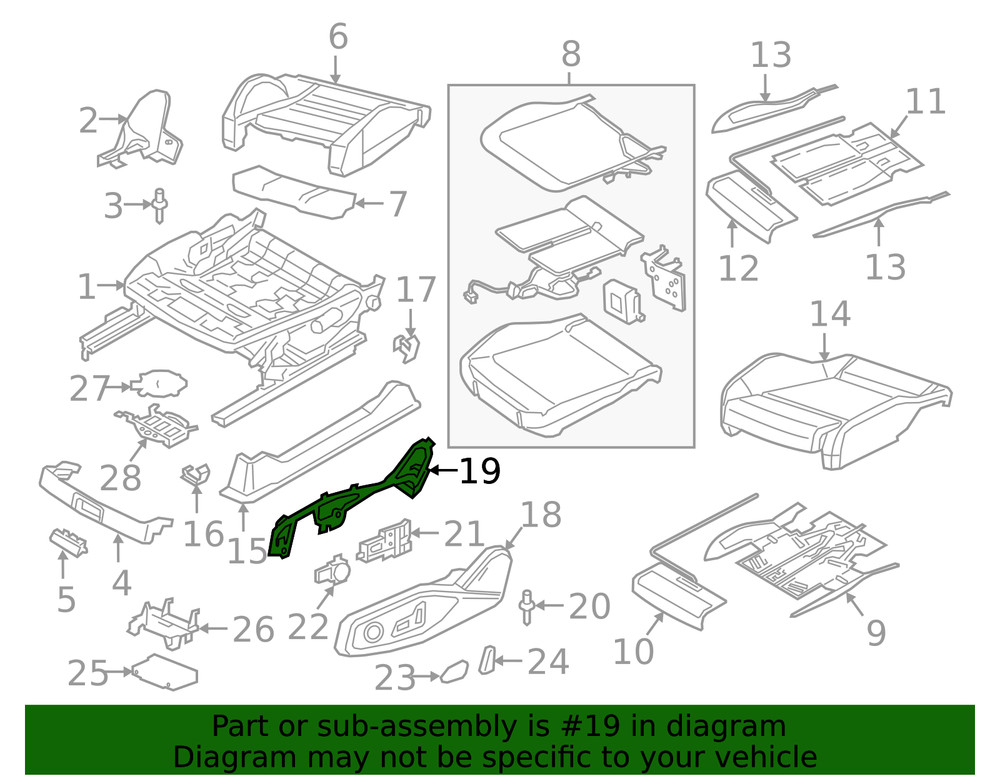 Genuine Audi Seat Trim Panel Bracket 80A-882-634-C