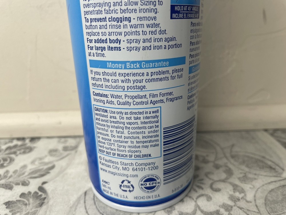 Magic Sizing Fabric Finish Light Body Ironing Spray Fresh Clean Scent 20oz