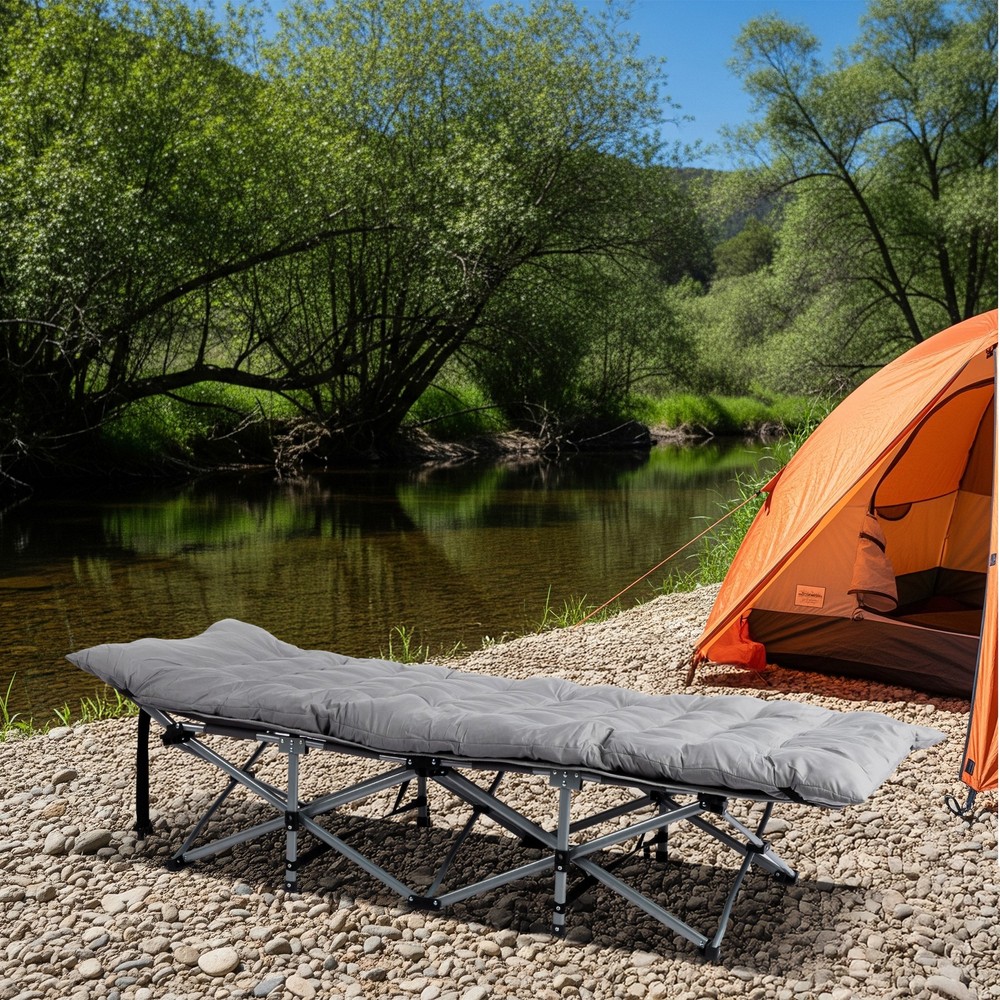 Folding Camping Cot Bed with Soft Pad, Portable Outdoor Cot