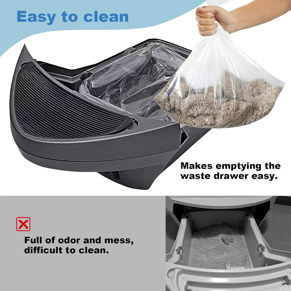 Replacement Waste Drawer Liners Compatible with Litter Bag Robot 3 4, 60 Count