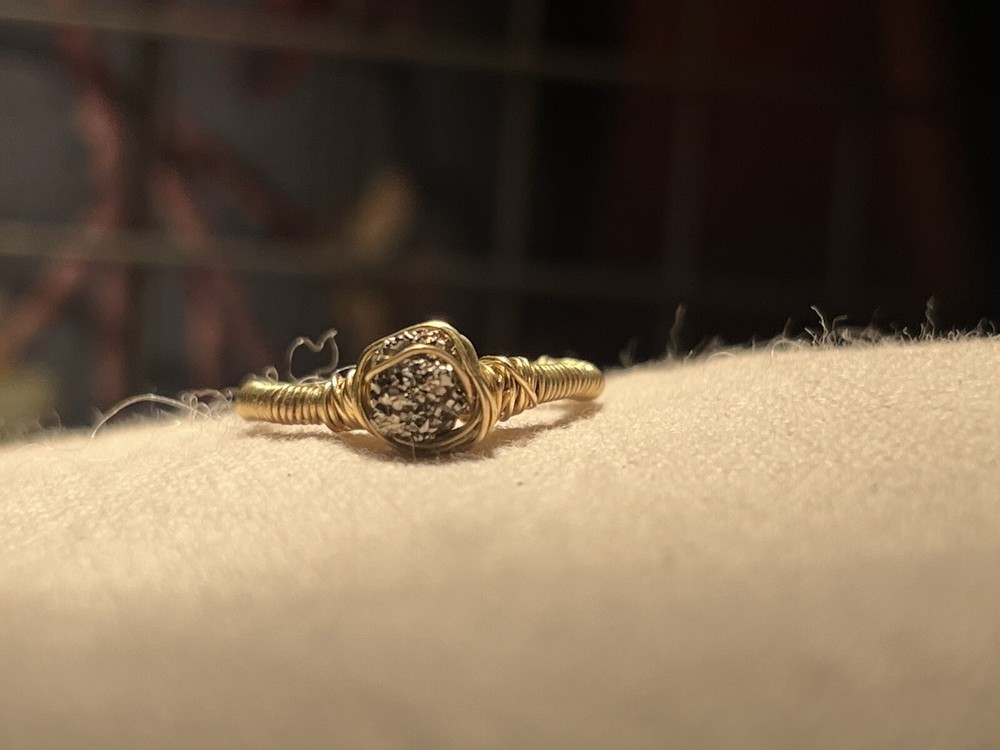 Handmade Pyrite And Gold Ring