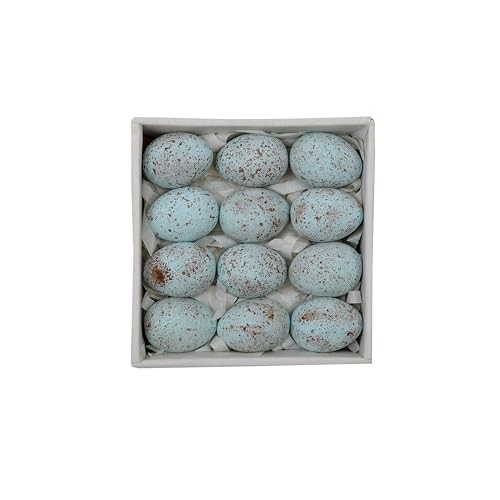 Boxed Set of 12 Blue Speckled Ceramic Robin Eggs