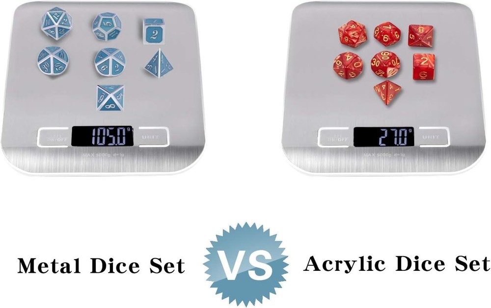 D&D Metal Dice Set with Glowing Effect