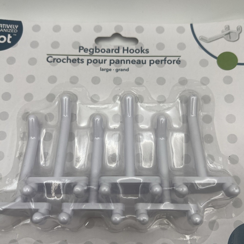 Jot Large Plastic Pegboard Hooks 6pc.