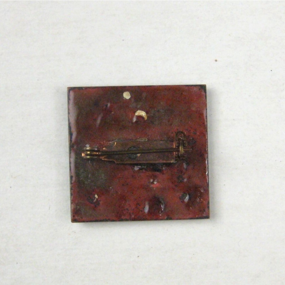 Handcrafted Enamel Artistan Brooch PIn Handcrafted Square Rustic Statement