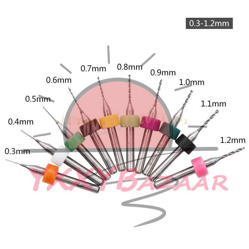 10Pcs 0.3-1.2mm PCB Print Circuit Board Carbide Micro Twist Drill Bits Set Tools