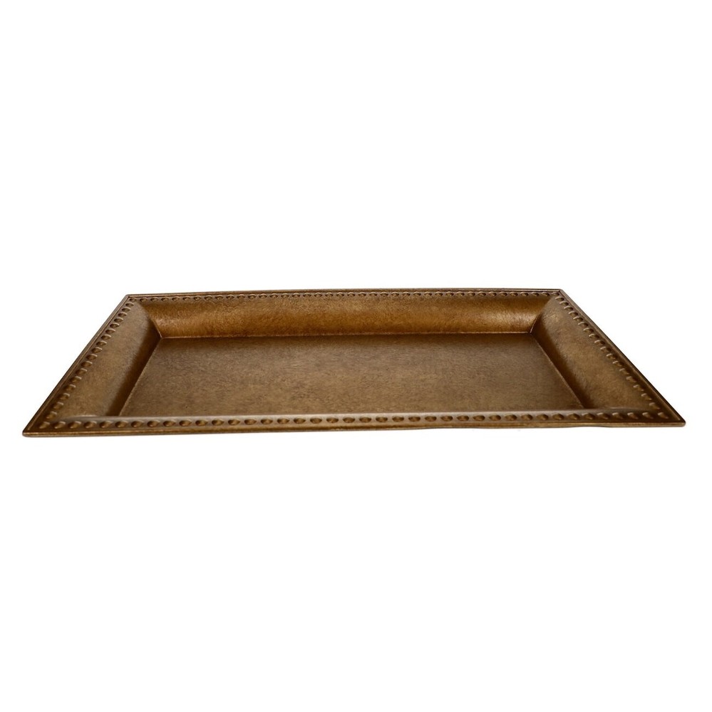 NEW Two (2) Rectangular Gold Brushed Plastic Charger Plates (14.25x6.75)