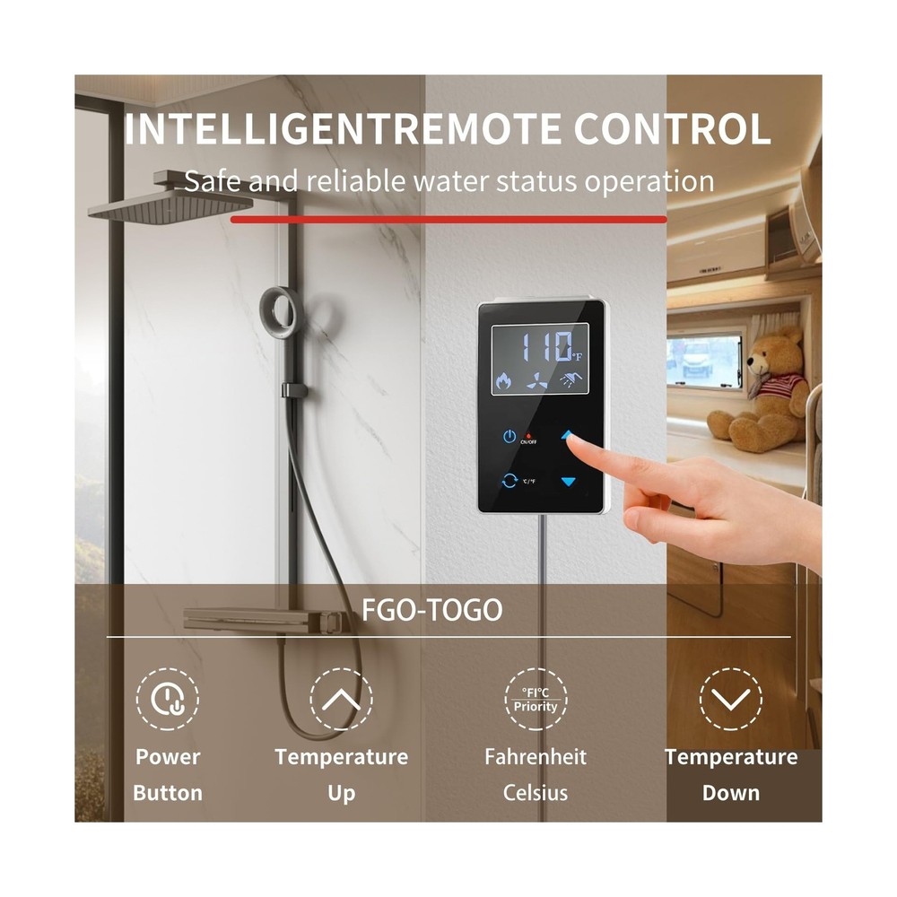 RV Tankless Water Heater, 65000 BTU Propane Water Heater with 15"x15" Door, R...