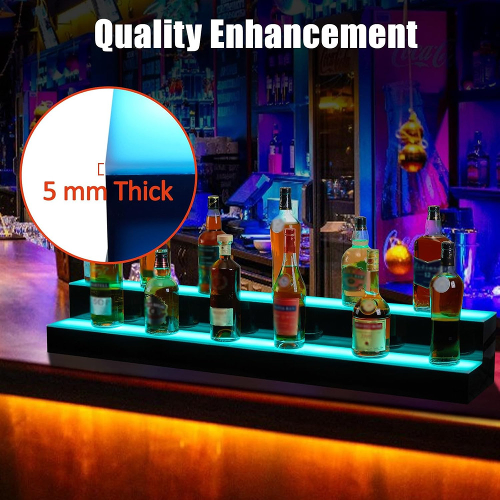 LED 2-Tier Liquor Bottle Display Shelf with Remote & App Control
