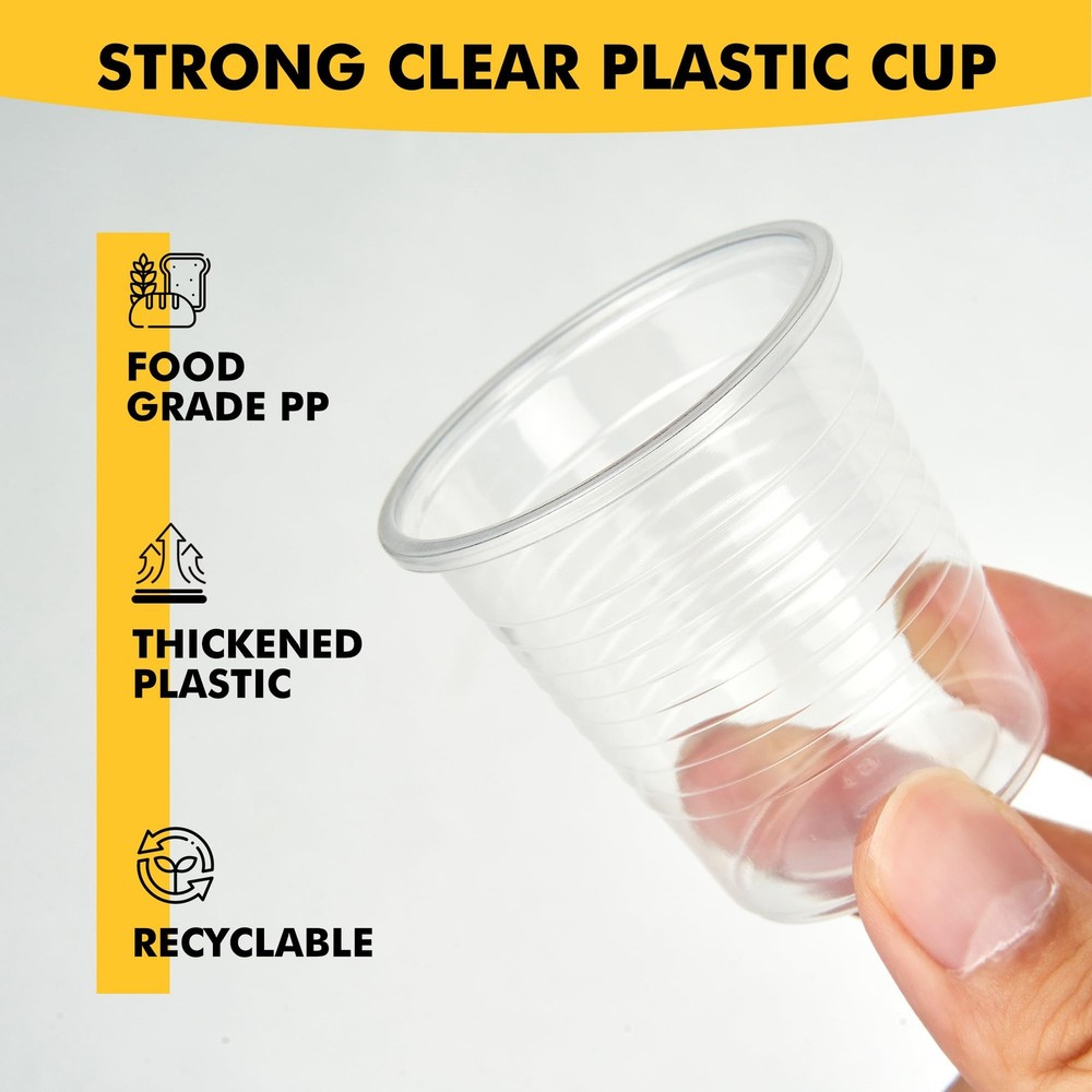RACETOP 100 Pack 3 oz Plastic Cups, Clear Disposable Plastic Cups Bulk, Cold