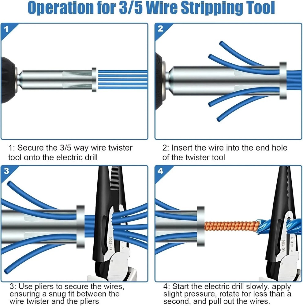 3x Wire Stripping Twisting Tool Electrical Drill Wire Stripper Cable Nut Twister
