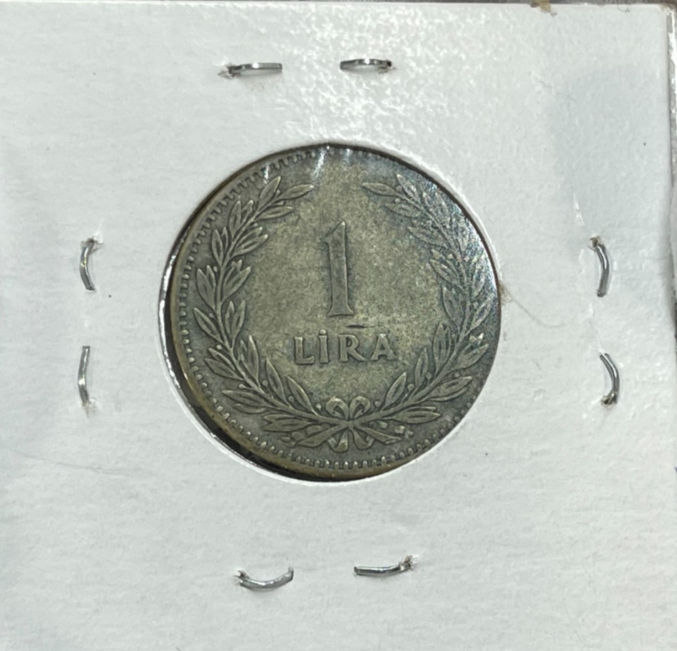 1947 Turkey One Lira Silver Coin
