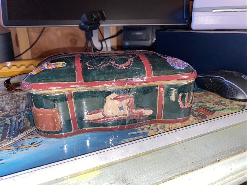 a ceramic western motif box