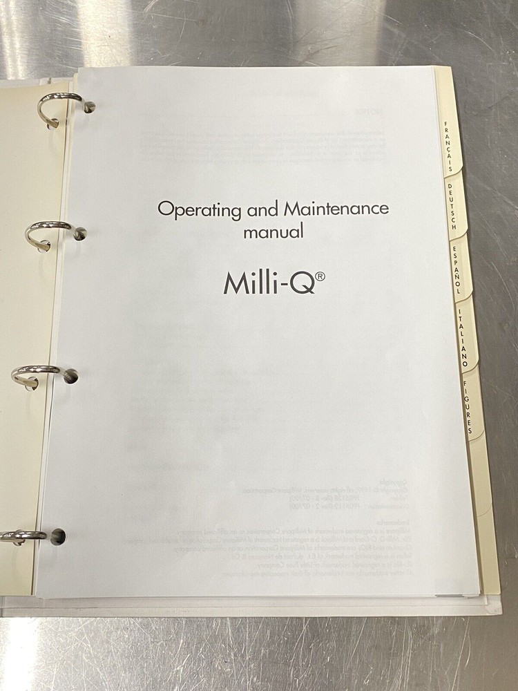Millipore Milli-Q Biocel Synthesis A10 - Users Guide / Instruction Book / Manual