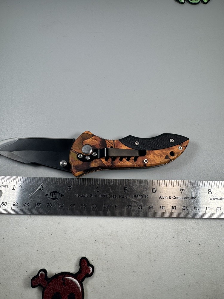 Folding Pocket Knife 7.5” Overall, 3” Blade, Plastic Handle, Unused