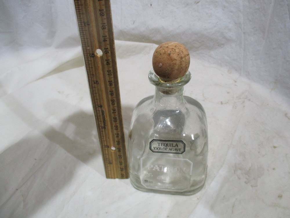 Patron Silver Empty Bottle, Cork, Hang Tag Certification 375ml
