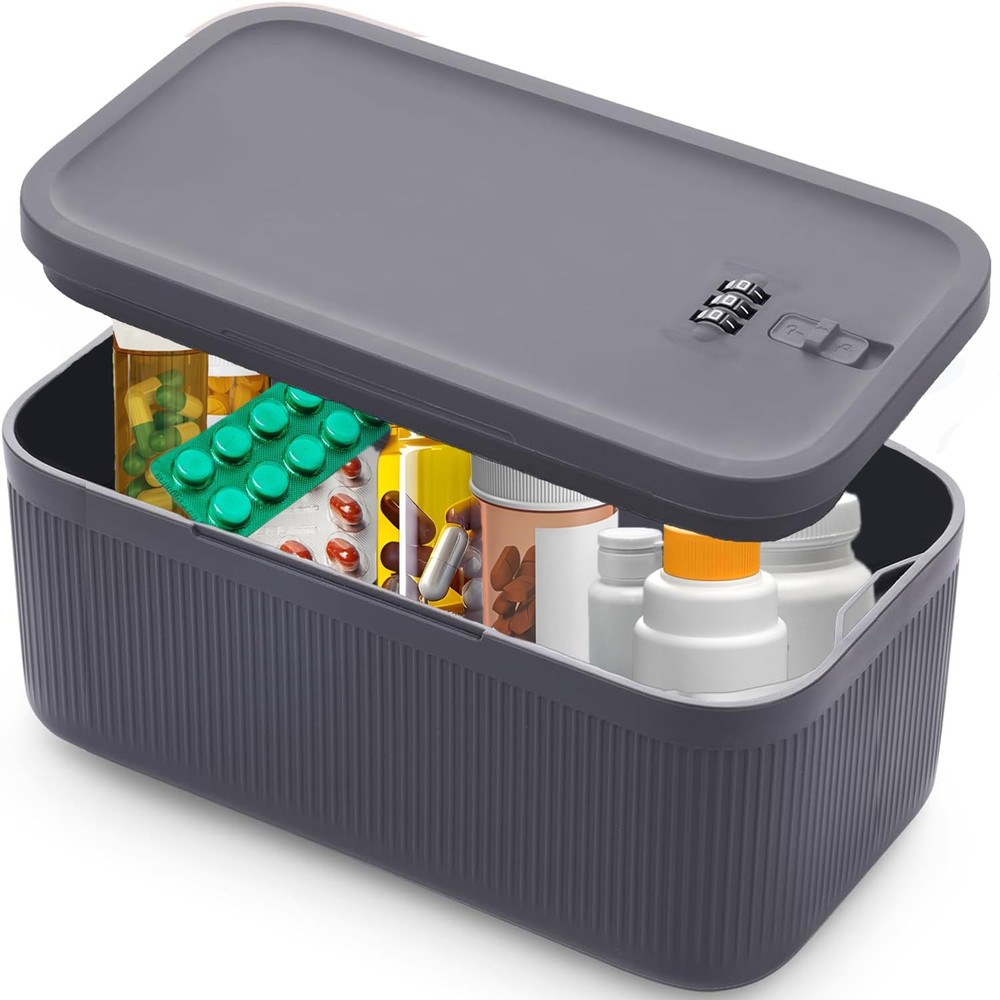 Medication Lock Box,Small Lockable Storage Box with Combination Code for Phon