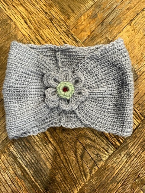 Hand knitted gloves and winter headbands