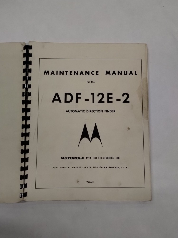 Motorola ADF-12E-2 Automatic Direction Finder Maintenance Manual