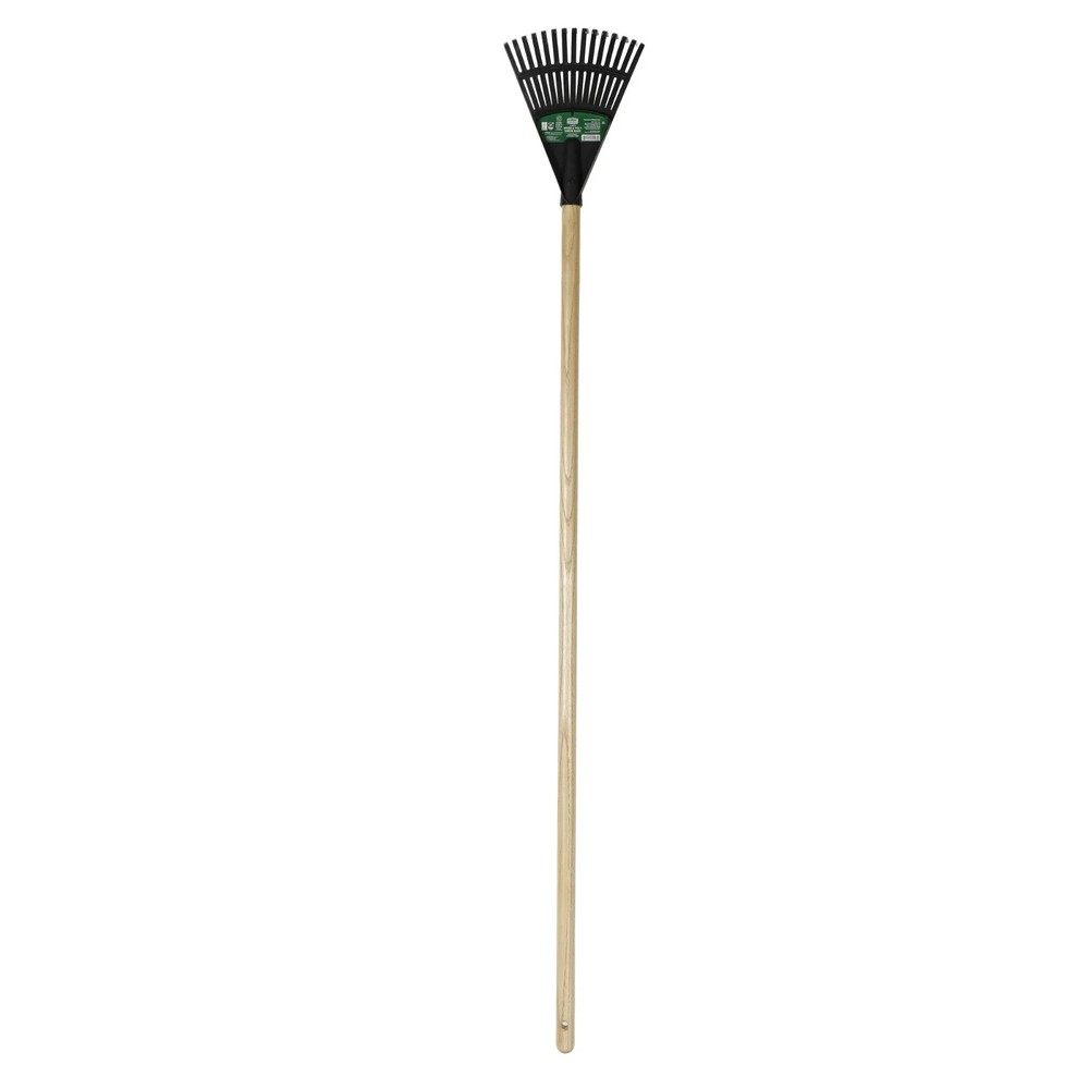 Efficient 8 Inch Wood Poly Leaf Rake Ergonomic Handle Easy Yard Cleanup New