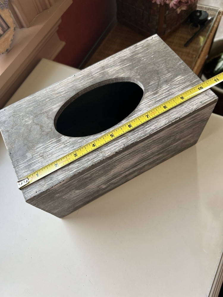 Rustic Textured Wooden Rectangular Tissue Box Holder