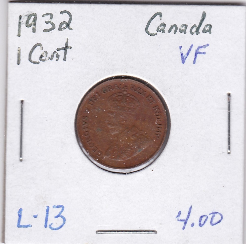 1932 Canadian Cent L13