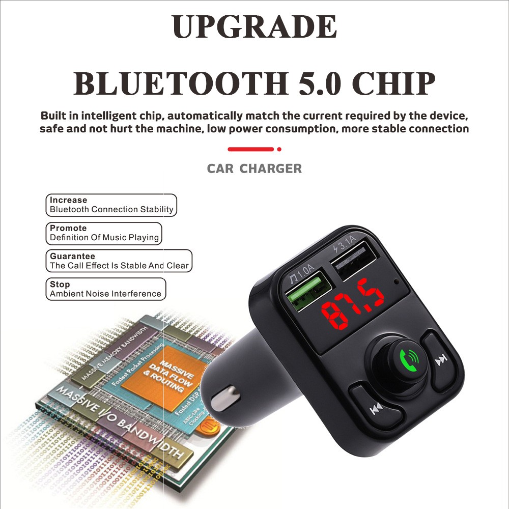 Wireless Car FM Transmitter Bluetooth MP3 Audio USB Charger Adapter Handsfree