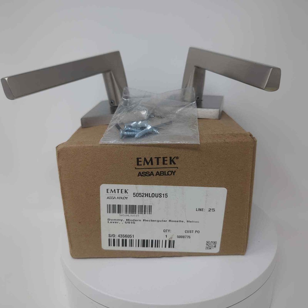 Emtek Helios Dummy Levers Set Rectangular Rosette Satin Nickel 5052HLOUS15