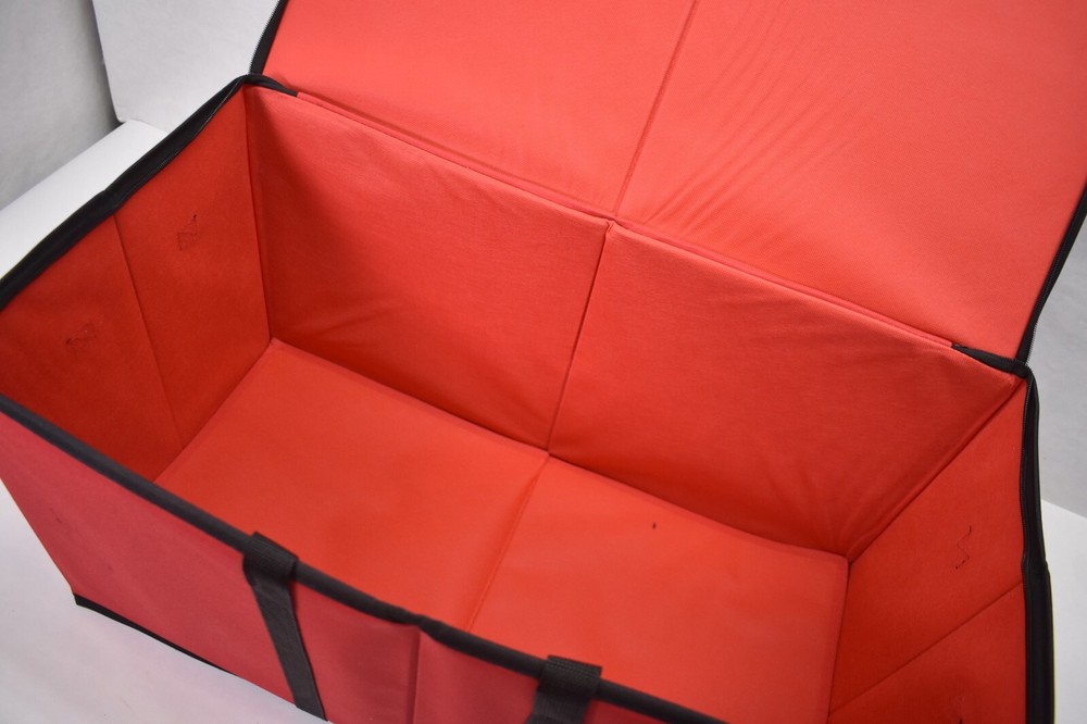 Songmics Collapsible Storage Tote Bin w Zippered Lid Red/Black Rectangular