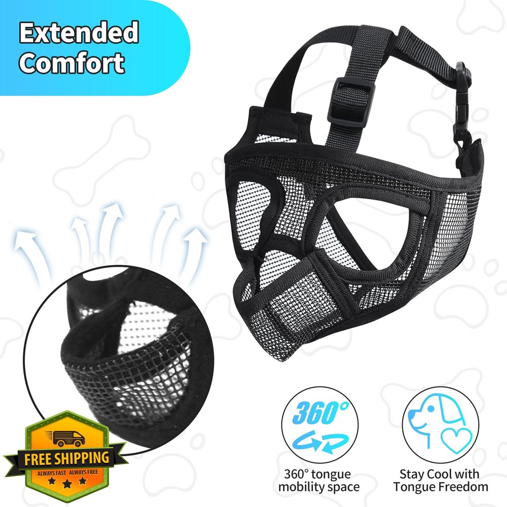 JOYPAWS Short Snout Dog Muzzle Pug Boston Terrier M Black