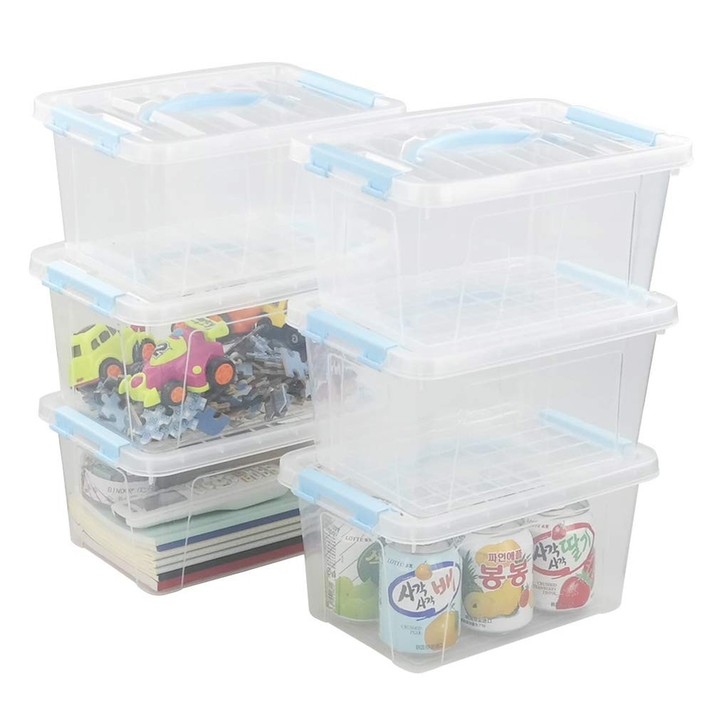 7 Quart Plastic Storage Boxes, 6 Pack Clear Storage Bins with Lids 6 Quart