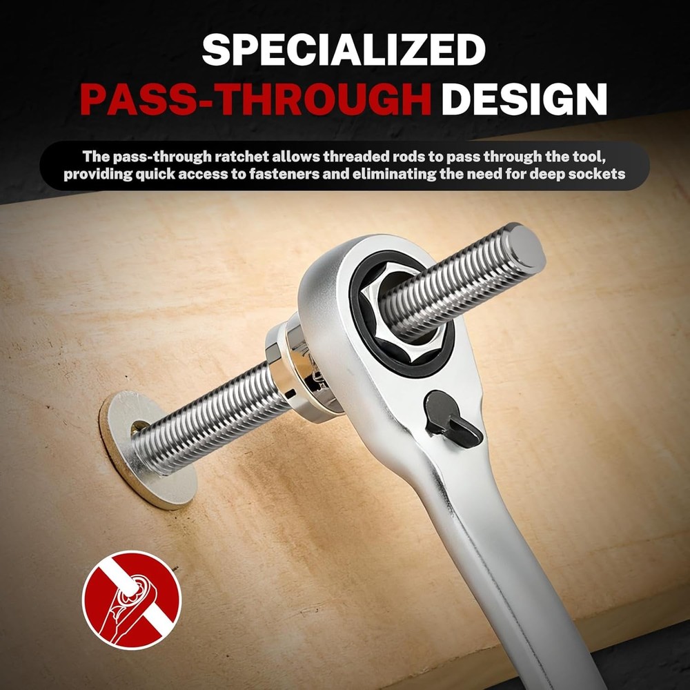 17PCS 3/8" & 1/2 Pass Through Socket Set 2-In-1 Conversion For Standard