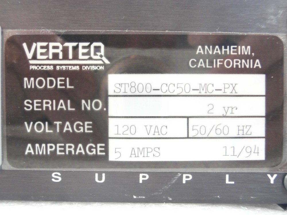 Verteq Process Systems ST800-CC50-MC-PX Power Supply Module Working Surplus