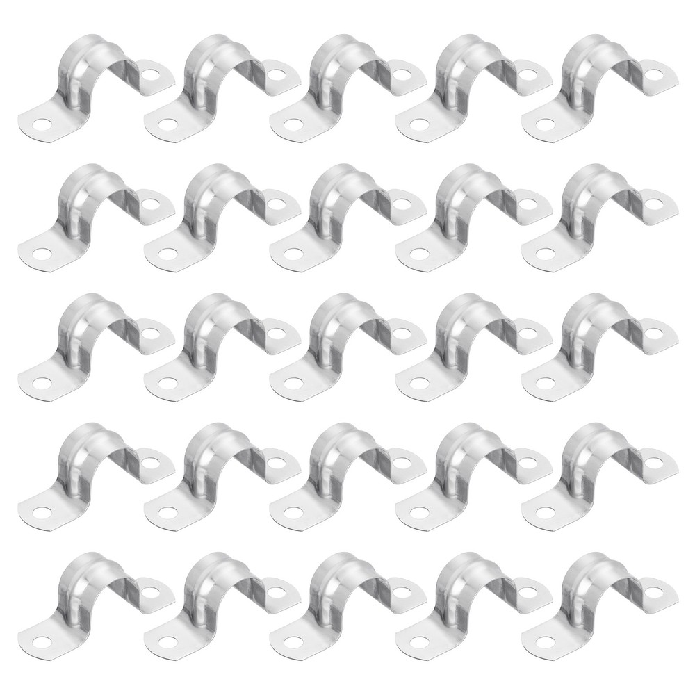 25Pcs 2 Holes Rigid Pipe Strap, M20 (4/5") Stainless Steel Tension Tube Clamp