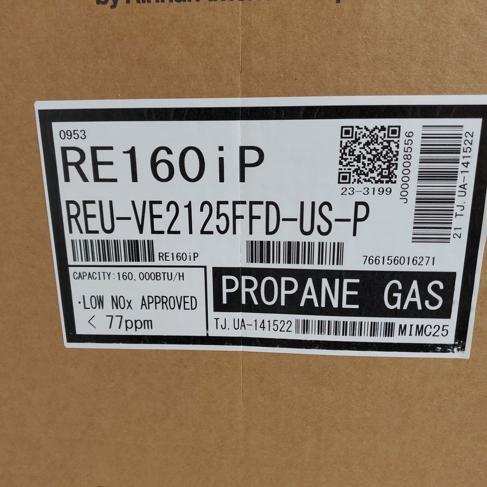 Rinnai RE160IP Internal Tankless Water Heater 160k Btu 6.6 gpm max PROPANE