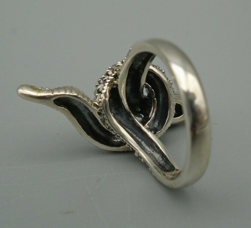 Haven Park Coiled Snake Ring 925 Silver 14KT Agate Size 6