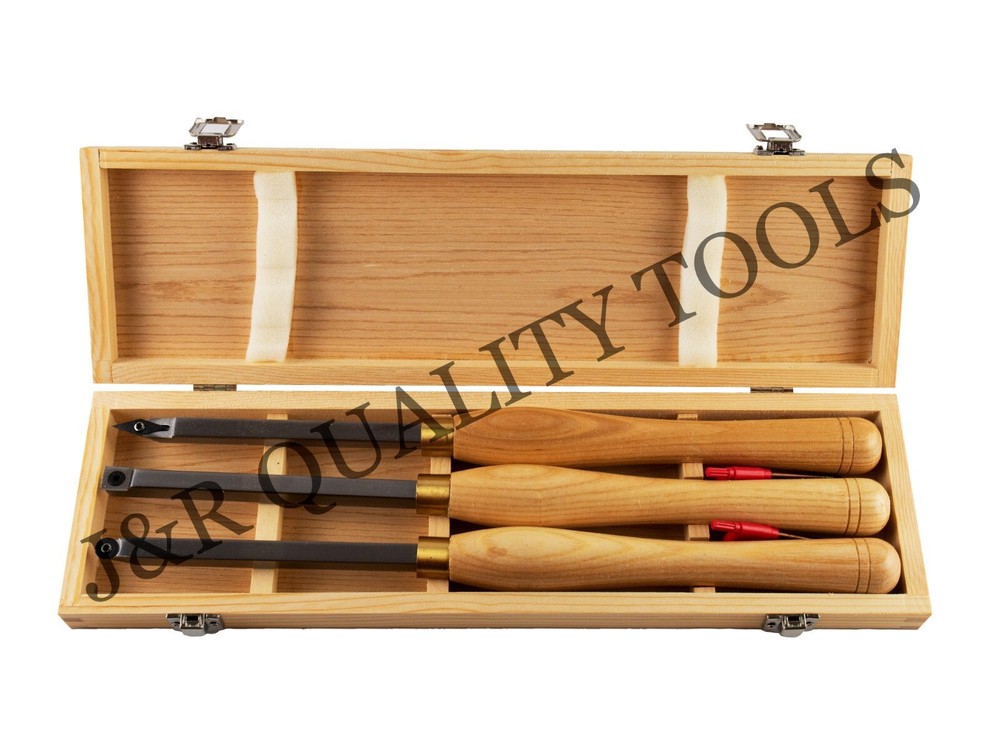 VCT 3pc carbide wood lathe turning chisel tool set with replaceable tips