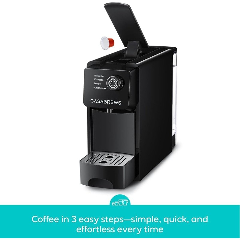 Nespresso Compatible Espresso Machine W/ 20-Bar Pump 4 Brew Sizes Compact Design