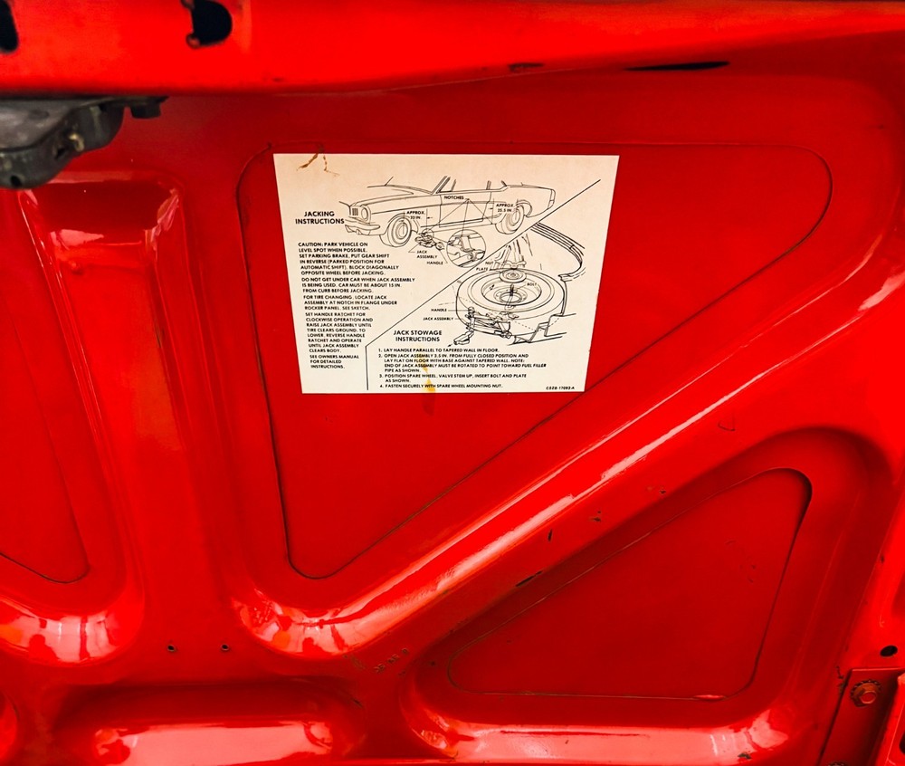 1965 Mustang Trunk Lid Jacking Instructions Decal - DF-145 - C5ZB-17093-A