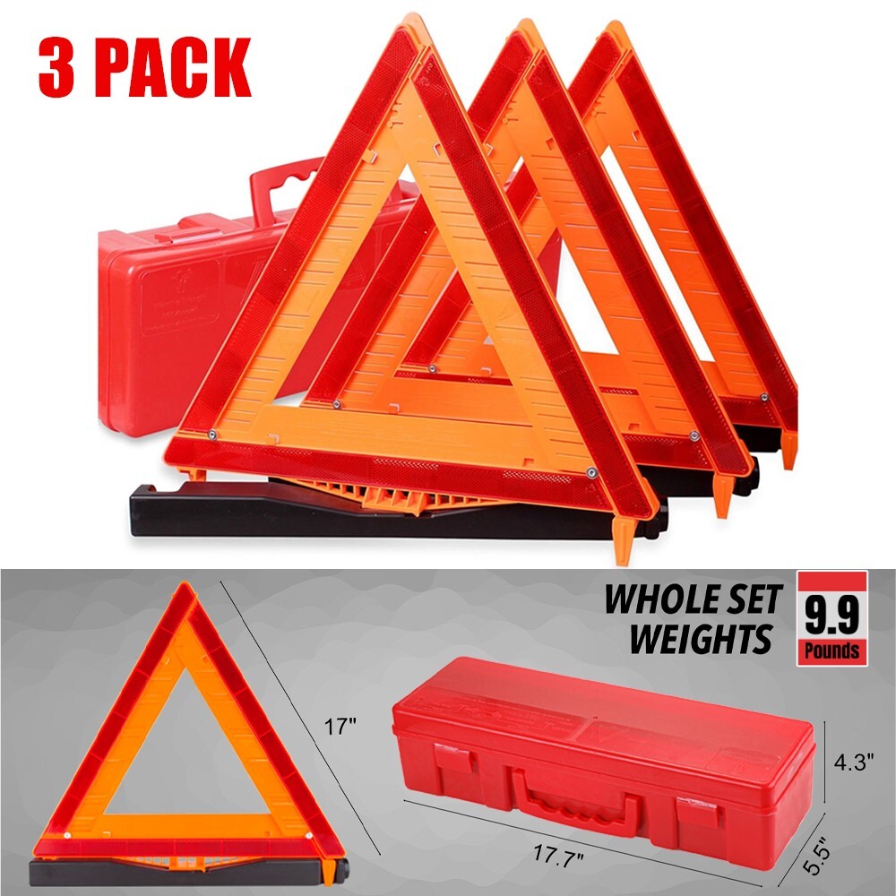 Emergency Warning Triangle DOT Approved Reflective Safety Roadside Kit for Car