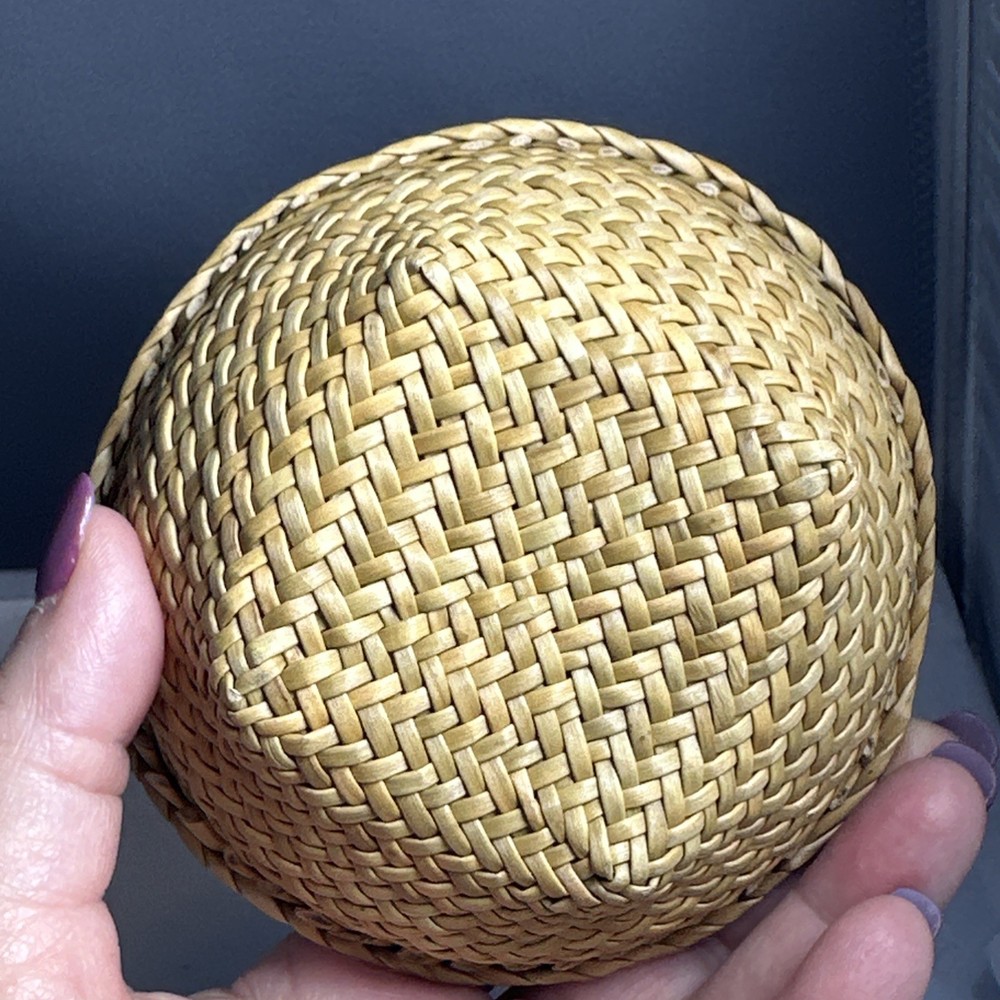 Small vintage pottery dish with basket