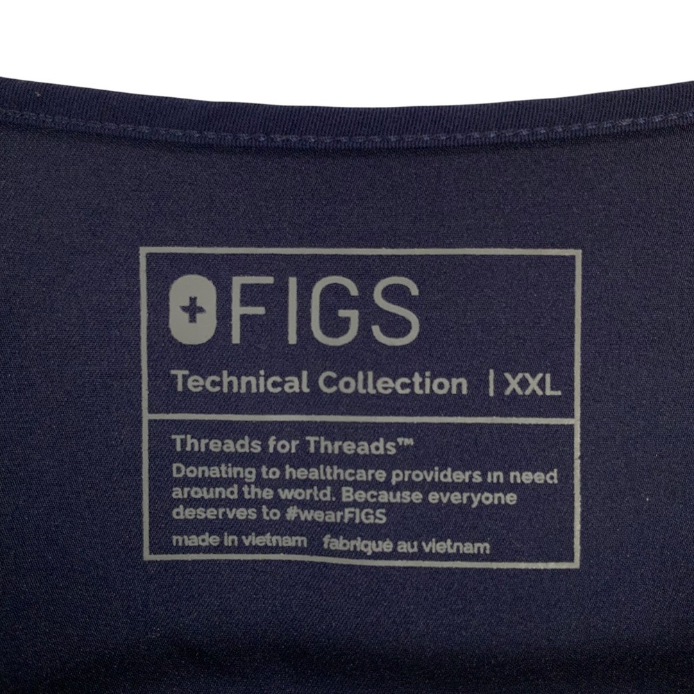 Figs Technical Collection Blue Short Sleeve V-Neck Pullover Scrub Top Size XXL