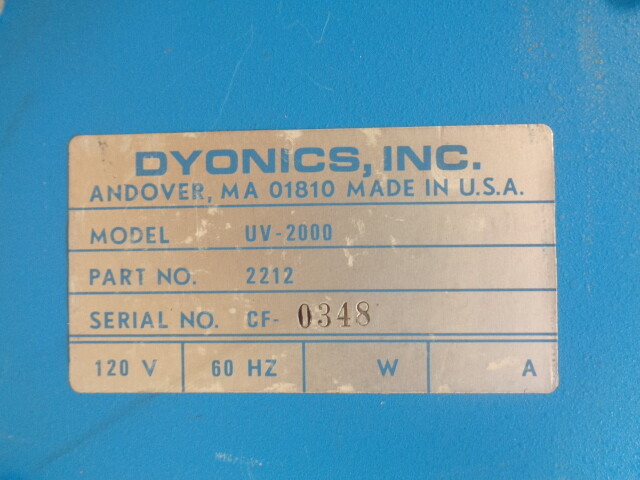 Dyonics UV-2000 2212 Ultraviolet Illuminator Light Source - NO BULB