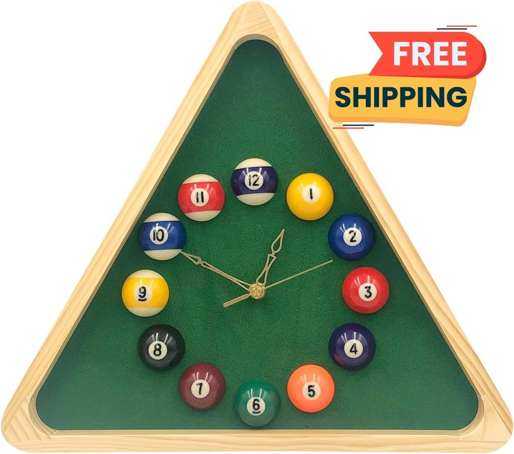 Reloj de pared moderno con diseño de mesa de billar triangular de 14 pulgadas US