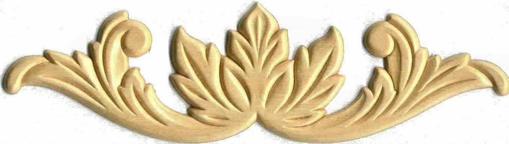 9" x 2-1/2" Birch Wood Leaf with Upturned Scroll Applique
