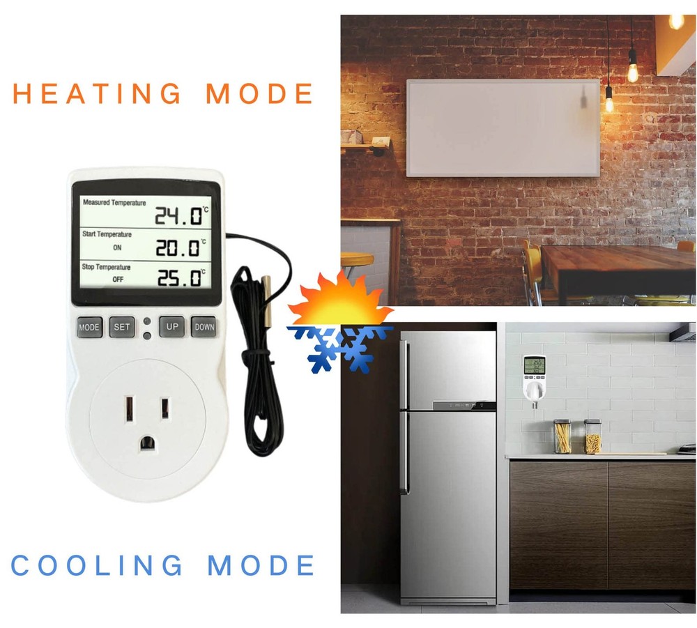Plug in Thermostat Temperature Controller Electric Digital Thermostat Heating...