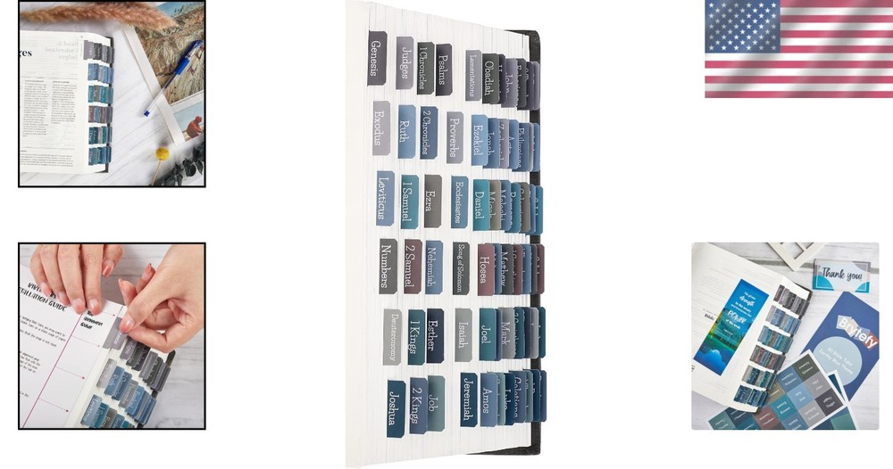 Laminated Bible Tabs Set with Positioning Guide - Perfect for Bible Study