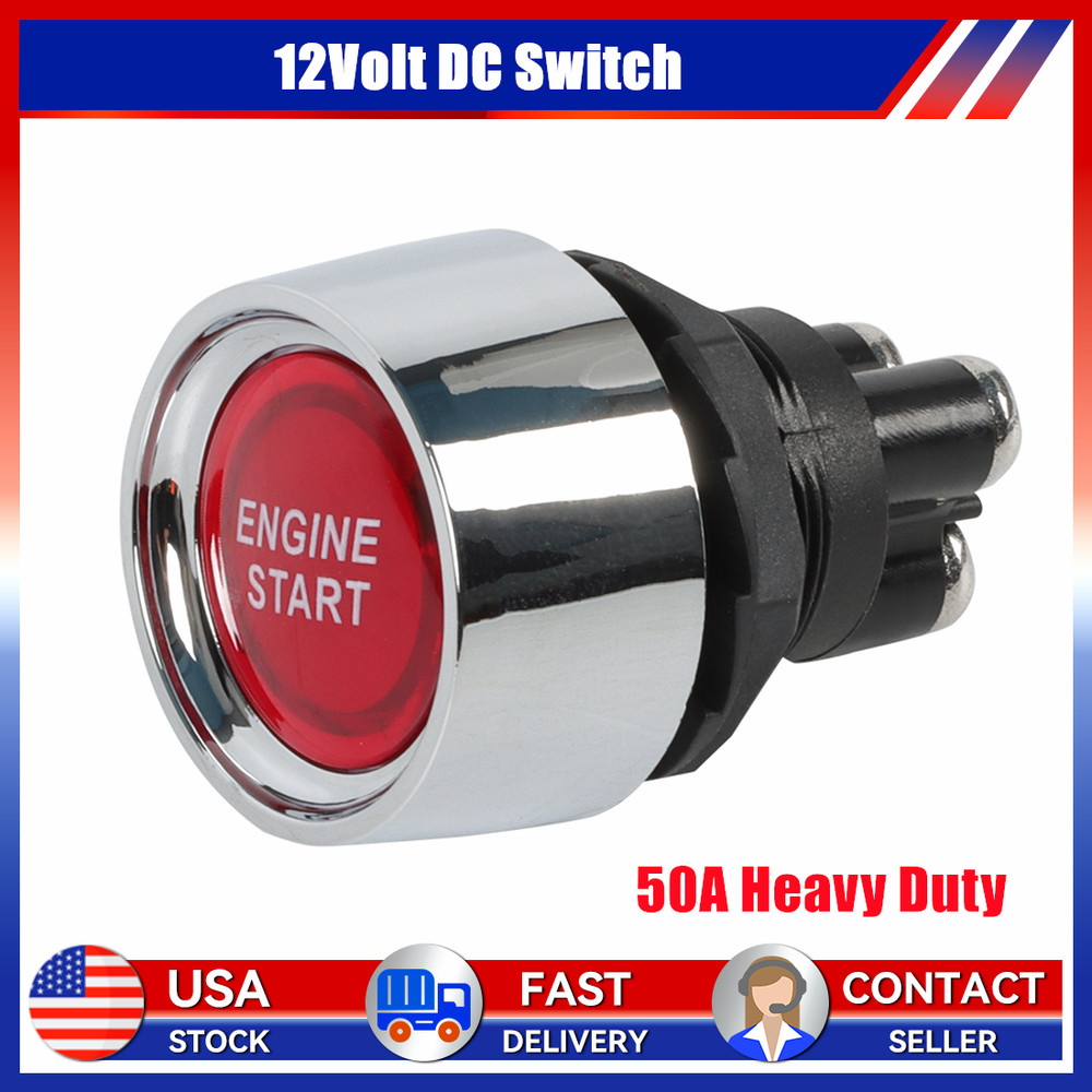 12V Universal Car Red Illuminated Engine Start Switch Push Button Race Starter
